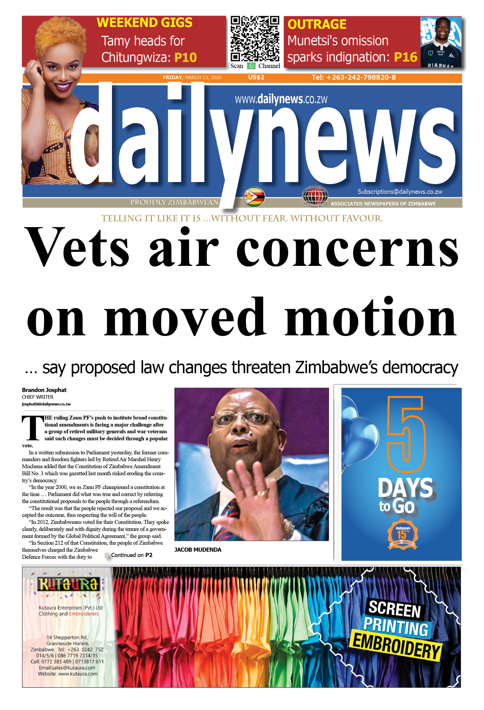 Friday 13 March 2026